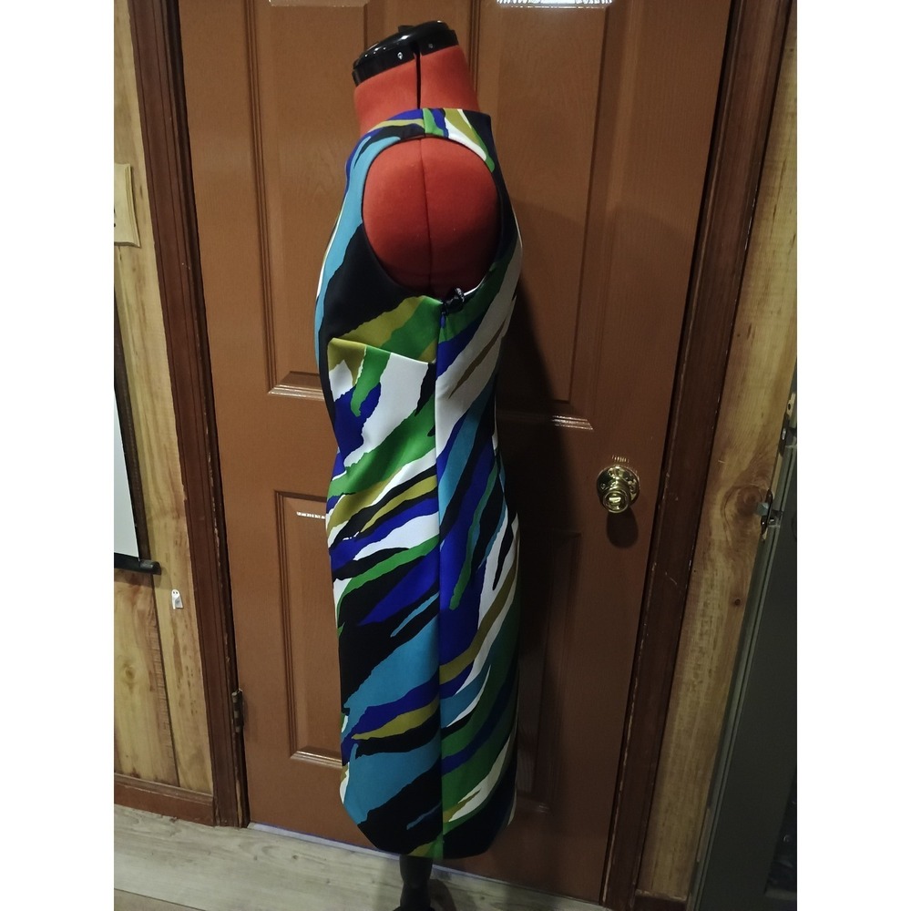 2-Calvin Klein Sheath Dresses Womens sizes 4 & 8 Blue Green Striped Abstract Lot - Picture 10 of 13
